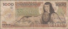1000 Peso Banknote from Bank of Mexico - 1984 - Juana Ines de la Cruz - Average