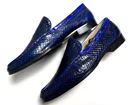 RRP 2750$ Luxury Men's ZILLI Blue Python Leather Loafers Shoes - UK 9 27.5-28 cm