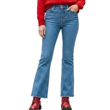 Reclaimed Vintage Jeans Bootcut Mid Blue Wash Stripes Women’s Size 28