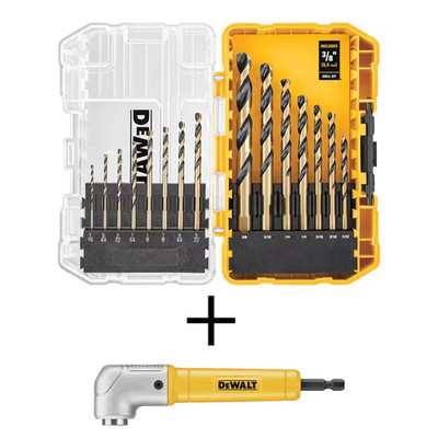 Black and Gold Drill Bit Set with MAXFIT Right Angle Magnetic Attachment (15-Pie