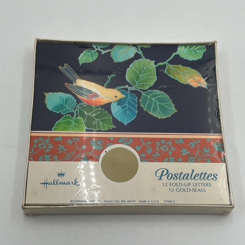 Vintage Punze Postaletten VÖGEL 12 Klappbriefe Siegel NEU Baum Natur