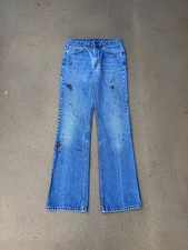 Vintage 90 s Levi s 517 Orange Tab Bootcut Flare Distressed Denim Jeans Sz 30x32