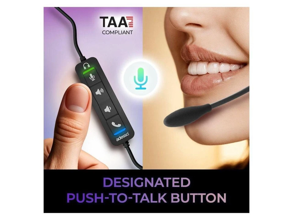 Adesso Xtream P4T-TAA Push to Talk Headset with microphone, Volume +/-, - Image 2 of 4
