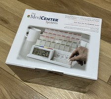 The MedCenter System Monthly Medication Organizer w/Easy Set Reminder Clock NIB