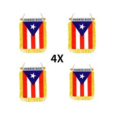 4x PUERTO RICO MINI BANNER FLAG GREAT FOR CAR WINDOW MIRROR HANGING 2 SIDED
