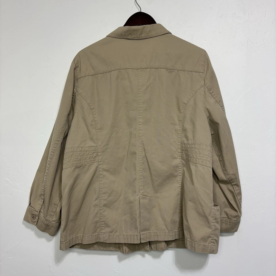 Liz & Me Button Front Women's Plus 1X 18/20W Jacket Khaki Neutral 100% Cotton - Image 4 of 4