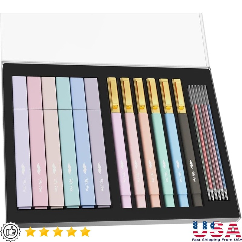 & Gel Pen Set W/ Refills Ergonomic Grip School Office New