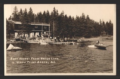 Boat House Fresh Water Lake White Point Beach Nova Scotia NS Vtg RPPC Postcard