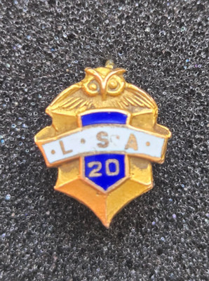 Antique Solid Gold 2 Grams Pin La Salle Academy NY LSA 1920, Owl, Enamel, Rare