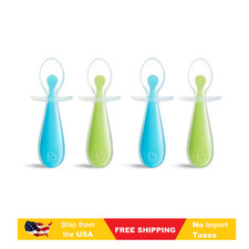 Munchkin  Gentle Scoop  Silicone Training Infant Spoons, Blue/Green, 4 Pack