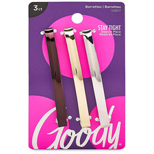 Goody Stay Tight Metal Hair Barrettes 3 Count Assorted Colors for All Day Wear