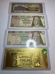 GUATEMALA 50 CENTAVOS DE QUETZALES 1969, 1989 AND 1998; 1 FANTASY ISSUE LOT OF 4