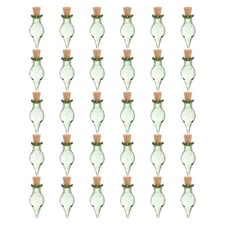30 Pcs Small Cute Teardrop Mini Glass Bottles Jars with Cork Stopper, Green