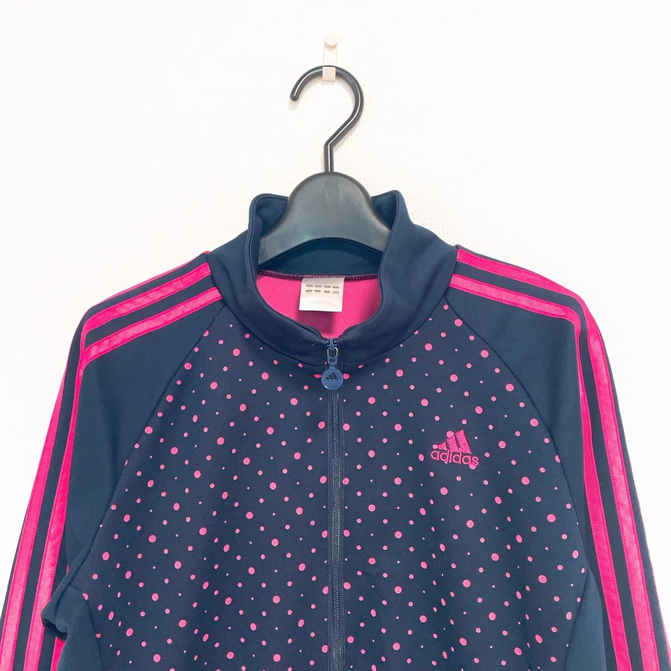 Adidas Activewear Jersey Chaqueta Lunares Pista Y2K Talla L Azul Marino Cremallera Completa Grunge Foto 3 de 4