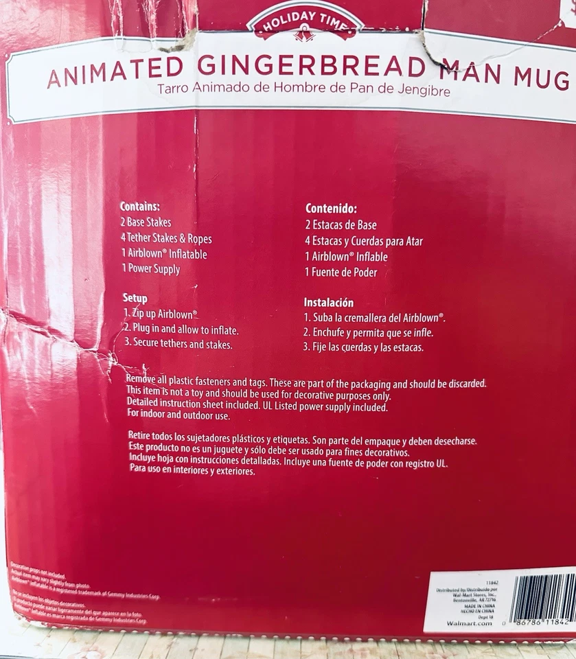 RARE Gemmy Animated Pop-Up 5ft Gingerbread Man Hot Cocoa Mug Airblown Inflatable - Image 3 of 3