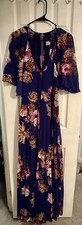 NWT ASOS Blue Floral Women’s Maxi Dress Flutter Sleeves Size US 10 