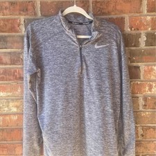 Nike Dri-Fit running 1/4 zip pullover with thumbholes, heather gray