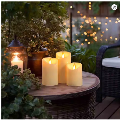 3 PCS LED Flameless Candles Wax Pillar Candle Remote Control Timer - Picture 3 of 7