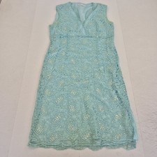 Precis Petite Dress 16 Blue Womens Sleeveless V-Neck Lace Sequin Paisley Midi