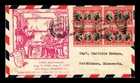 US COVER YORKTOWN 150TH ANNIVERSARY FDC SCOTT 703 BLOCK OF 4 AIR MAIL