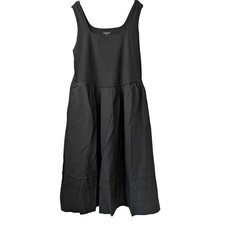 J. Crew Drop Waist Mixy Dress With Poplin Skirt Size XS Black Midi NWT CJ497