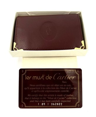 Cartier Original Vintage Burgunder Leder Führerscheinhalter Neu im Karton