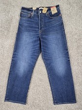 Levis Jeans Women's 31 Ribcage Straight Ankle Button Fly Med Wash Wide Leg NWT