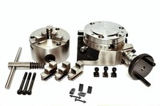 New 4" Rotary Table with 80mm Self Centring Chuck and Backplate Clamping Kit Set