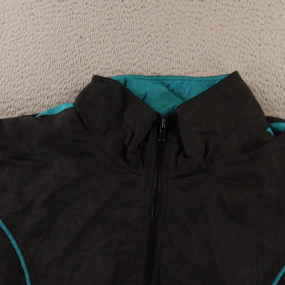 Chaqueta cortavientos MacGregor de colección para hombre L negra verde azulado nailon años 90 forrada con cremallera completa Foto 2 de 4