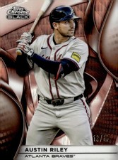 2025 Topps Chrome Black #39 Austin Riley Rose Gold Wave Refractors #/15
