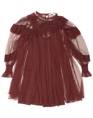 Zara Damen Langarm Oversize A-Linie Kleid UK 10 Small Burgund AJ02