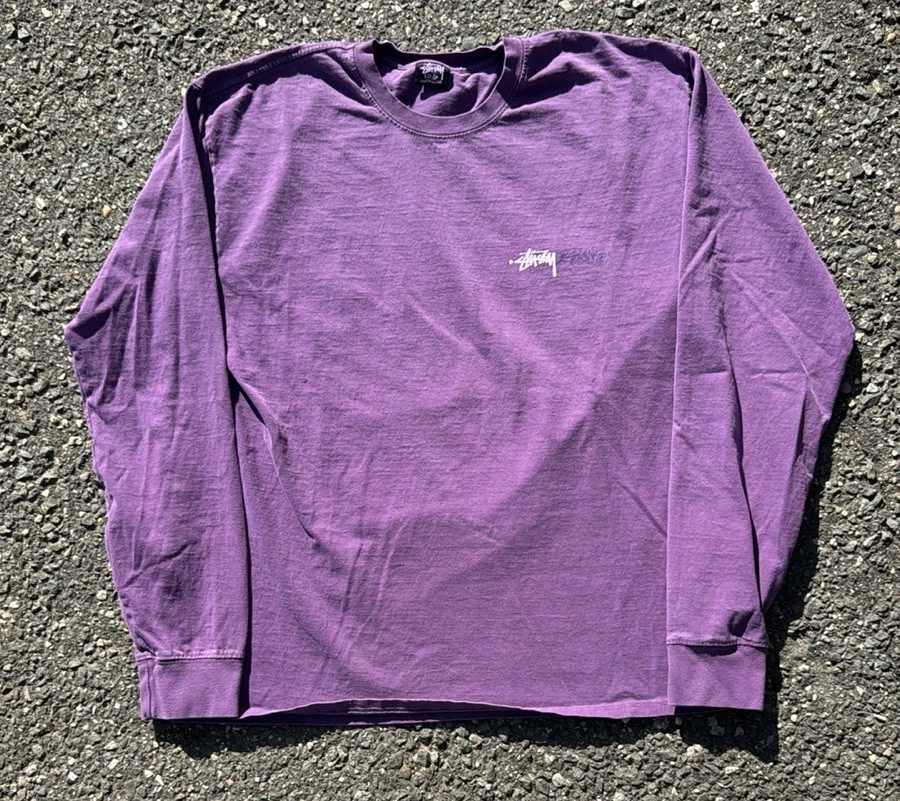 Camiseta De Colección Años 90 STUSSY Manga Larga Doble Cara Gráfica Para Hombres XL Logo Rara Foto 2 de 4