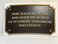 Theme Park Entrance Walt Quote Plaque Gold Member Style Wall Decor NEW