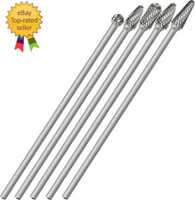 5Pcs Long Carbide Burr Set 1/4" Shank Total L 6.2" Die Grinder Bits Rotary Rasp
