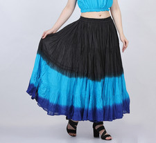 Women's 25 Yard Belly Dancer, Dip Dye, 4 Tiered Bohemian, Flamenco, Gypsy Skirts