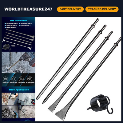 Pneumatic Air Chisel Set - 7/32'', 3/8'', 3/4'' Tips & 2'' Scaling Scraper, 0.401'' S