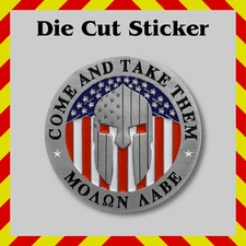 Molon Labe Sticker, Patriotic Spartan ΜΟΛΩΝ ΛΑΒΕ Decal for Laptops/Tumblers/Gear
