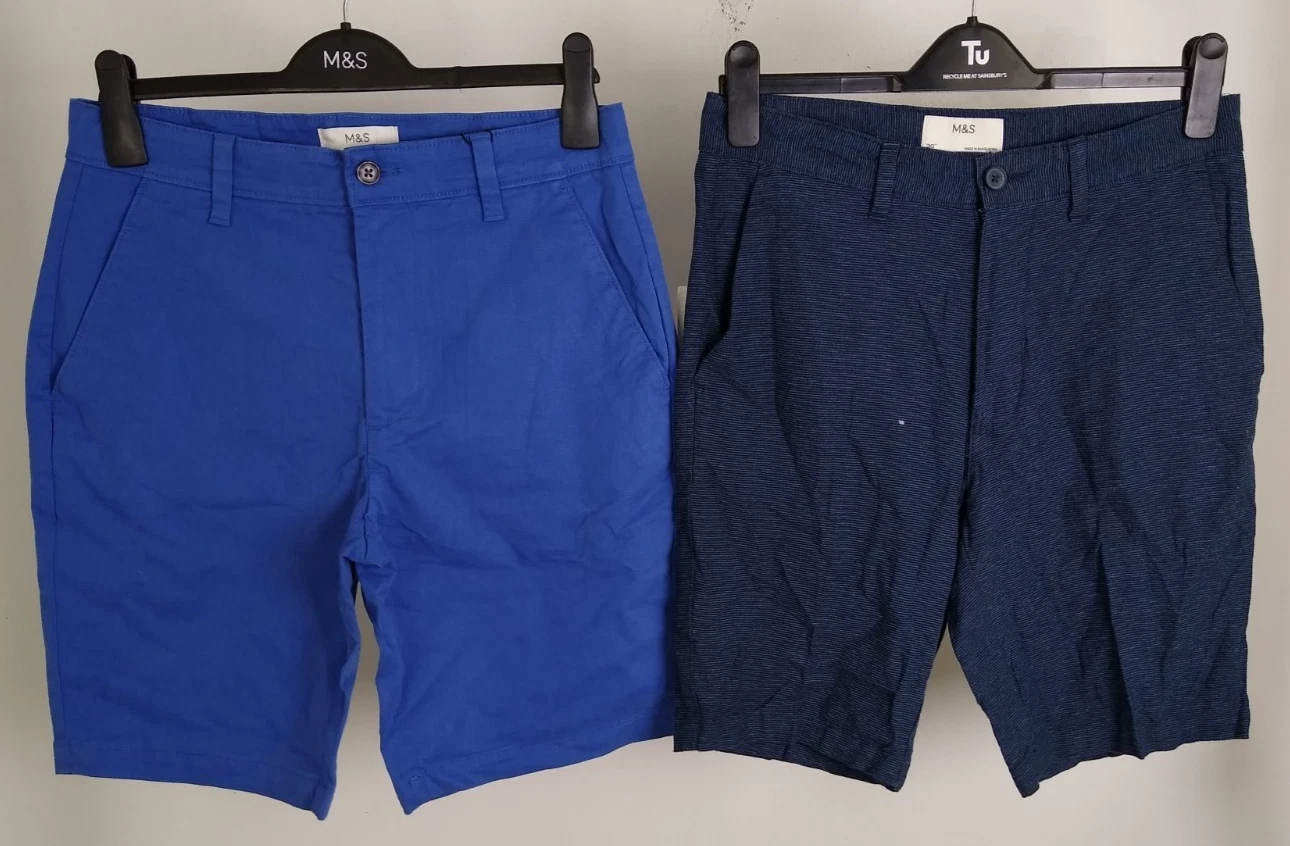 M&S Men's Shorts Size W30" 2Pcs Blue Cotton Stretch Linen NEW
Opens in a new window or tab