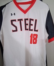 Under Armour Authentic Steel 18 Baseball Jersey White Red Black Men's L UJBJV3M