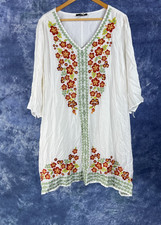 Andree By Unit Dress 2X Ivory Festival Floral Boho Embroidered Whimsy Fairy