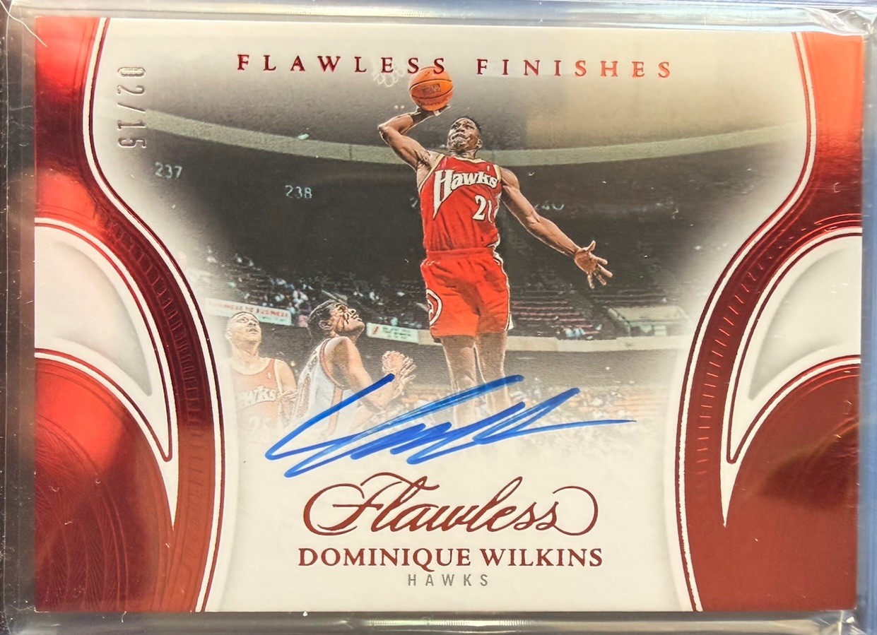 Dominique Wilkins Auto /15 Panini Flawless Finishes On-Card Hawks HOF Rare