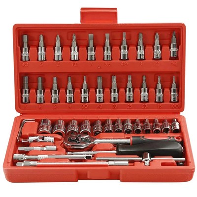 48 Pcs Socket Wrench Set 1/4'' Drive Ratchet Metric Kit Garage Car Repair Tool US