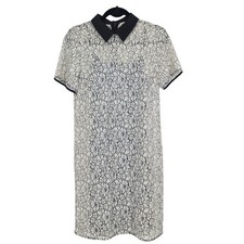 MICHAEL KORS Lace Shirt Dress White Floral Short Sleeve Knee Length Size 8