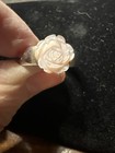 Vintage Sterling Signed WK Whitney Kelly Carve Rose Flower MOP Ring Band Size 9 — photo 3