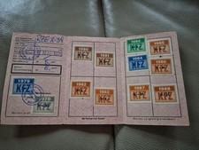 DDR Kraftfahrzeug-Steuer- und Versicherungskarte mit Marken 1979-1990*