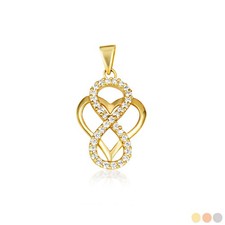 Gold Cubic Zirconia Infinity Heart Pendant Necklace