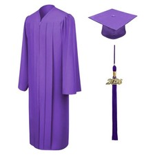 Matte Purple High School/Bachelor Graduation Cap and Gown