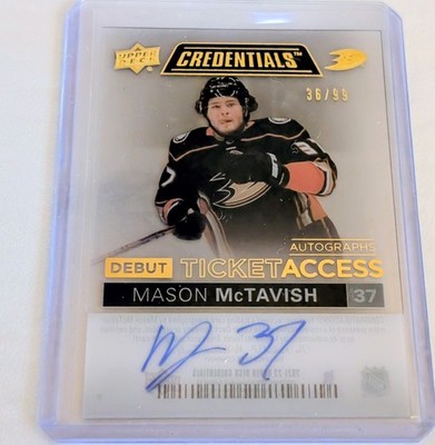 2021-22 Credentials Debut Ticket Access Acetate Auto Mason McTavish RC (36/99)