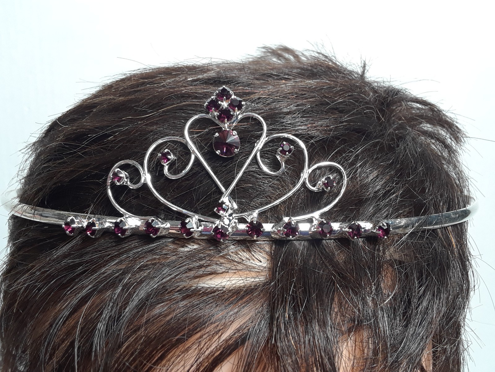 Princess Tiara Bridal Purple Rhinestone Delicate Headwear for Party