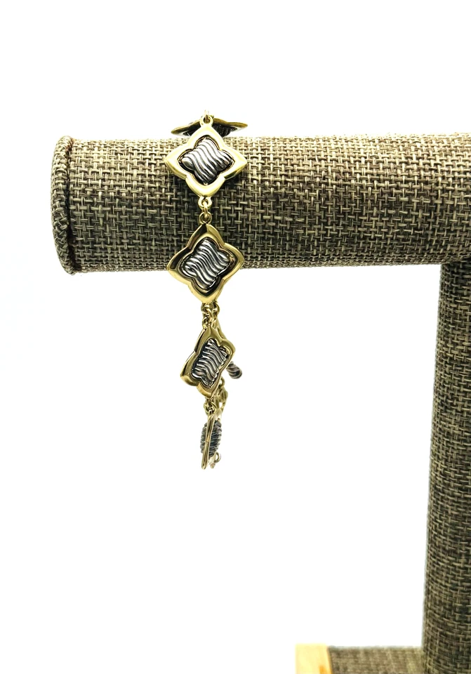 DAVID YURMAN RARE 18k and Sterling Silver Quatrefoil Bracelet 6.25 - 7.0 Inches - Image 3 of 4